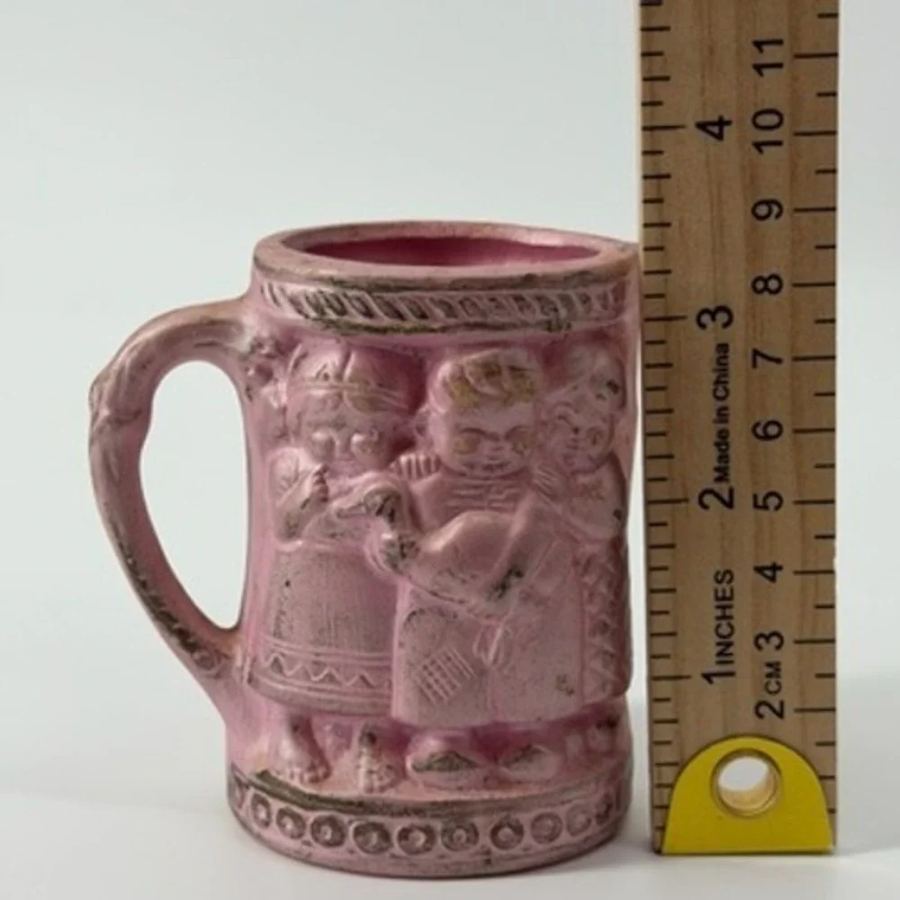 Vintage HOM Pink Ceramic Creamer Pitcher Decorative‎ Asian Folk Art Kids Goose